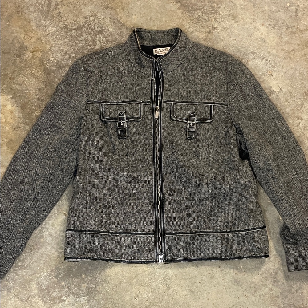 Michael Kors Charcoal Jacket with Buckle Accents